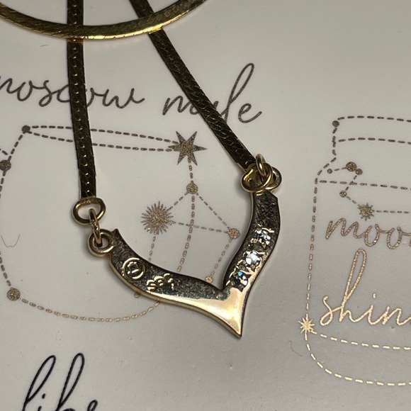 14kt solid yellow gold diamond herringbone chain necklace with box clasp closure - Picture 6 of 9